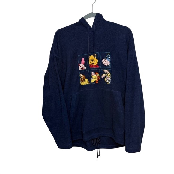 Disney Tops - Vintage Disney Store Navy Fleece Hoodie Sweatshirt Winnie Pooh Characters Size L